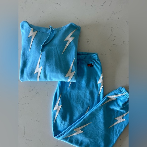 Aviator Nation Other - Aviator Nation Bolt Stitch Repeat Set - Sky Blue/White - Sweatpants L - Hoodie M